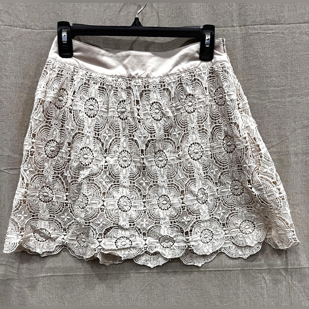 B.P. Collection Women's Cream Crochet Mini Skirt Size Sml